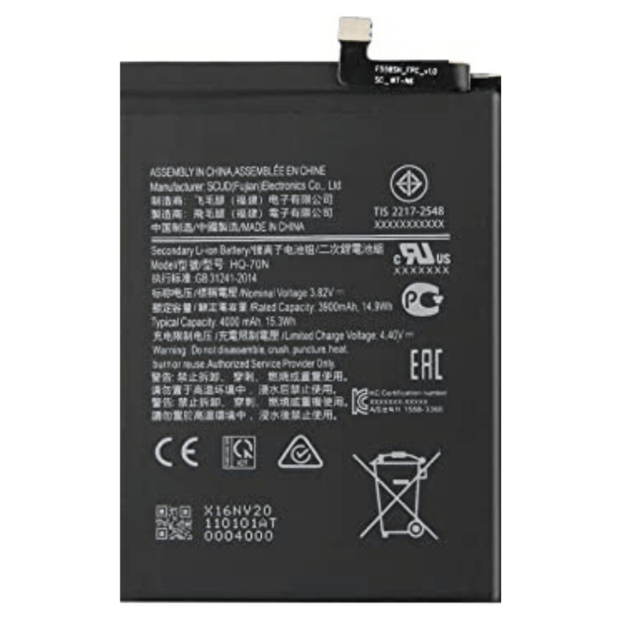 Battery For Samsung, Galaxy A11 A115, Galaxy A11 2020, Galaxy A11 Lte  Capacity: 3900mAh /15.1Wh Model: HQ-70N HQ-70T Type: Li-ion Battery For Samsung, Galaxy A11 A115, Galaxy A11 2020, Galaxy A11 Lte  Capacity: 3900mAh /15.1Wh Model: HQ-70N HQ-70T Type: Li-ion